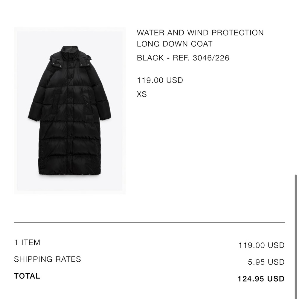NWT Zara water and wind resistant jacket